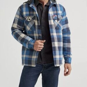 Men’s Wrangler flannel lined hooded shirt jacket